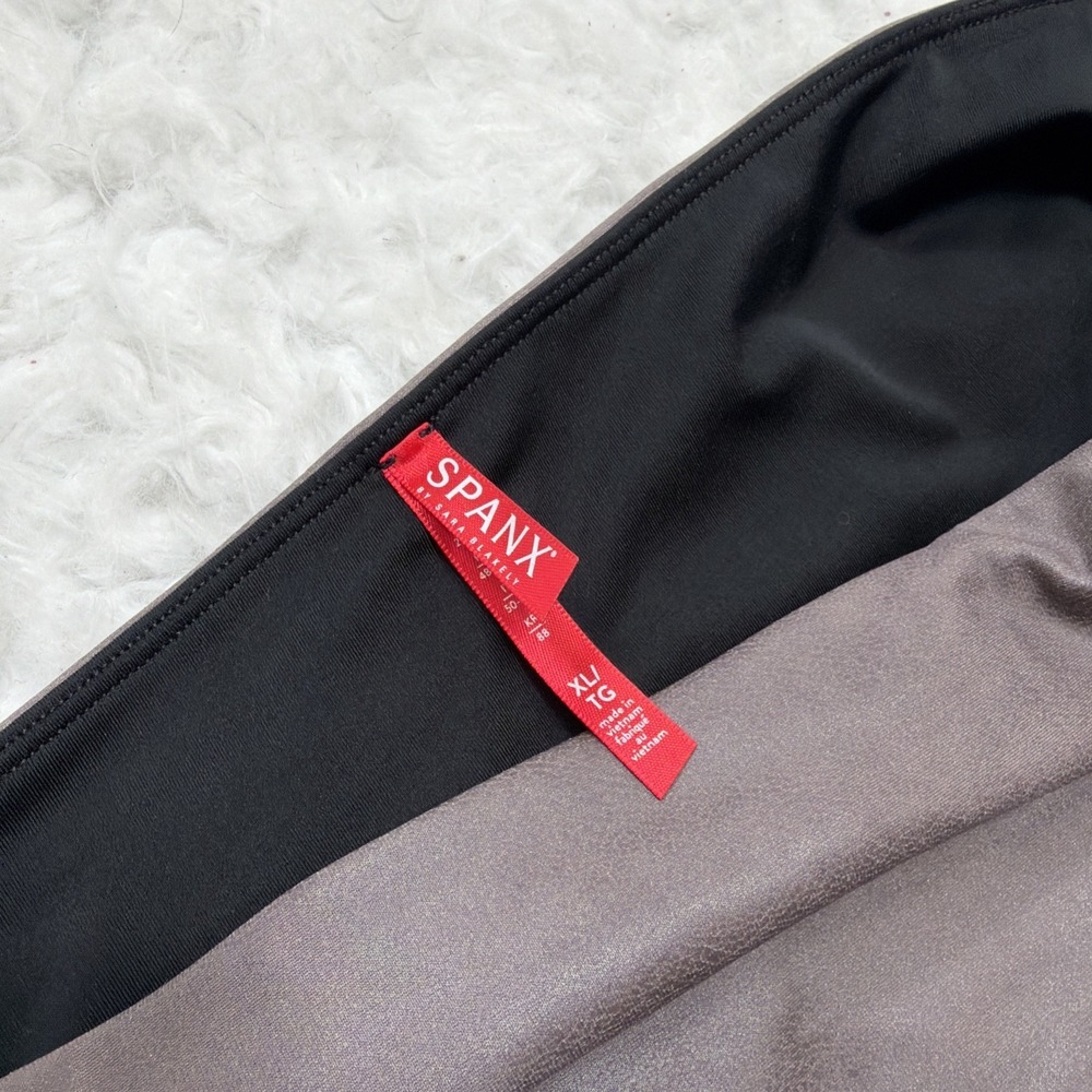 SPANX Metallic Taupe Moto‎ Leggings Size XL Ankle Length 28" Inseam Wet Shimmer